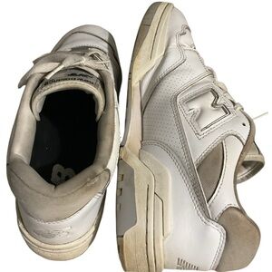 New Balance White and Tan Sneakers